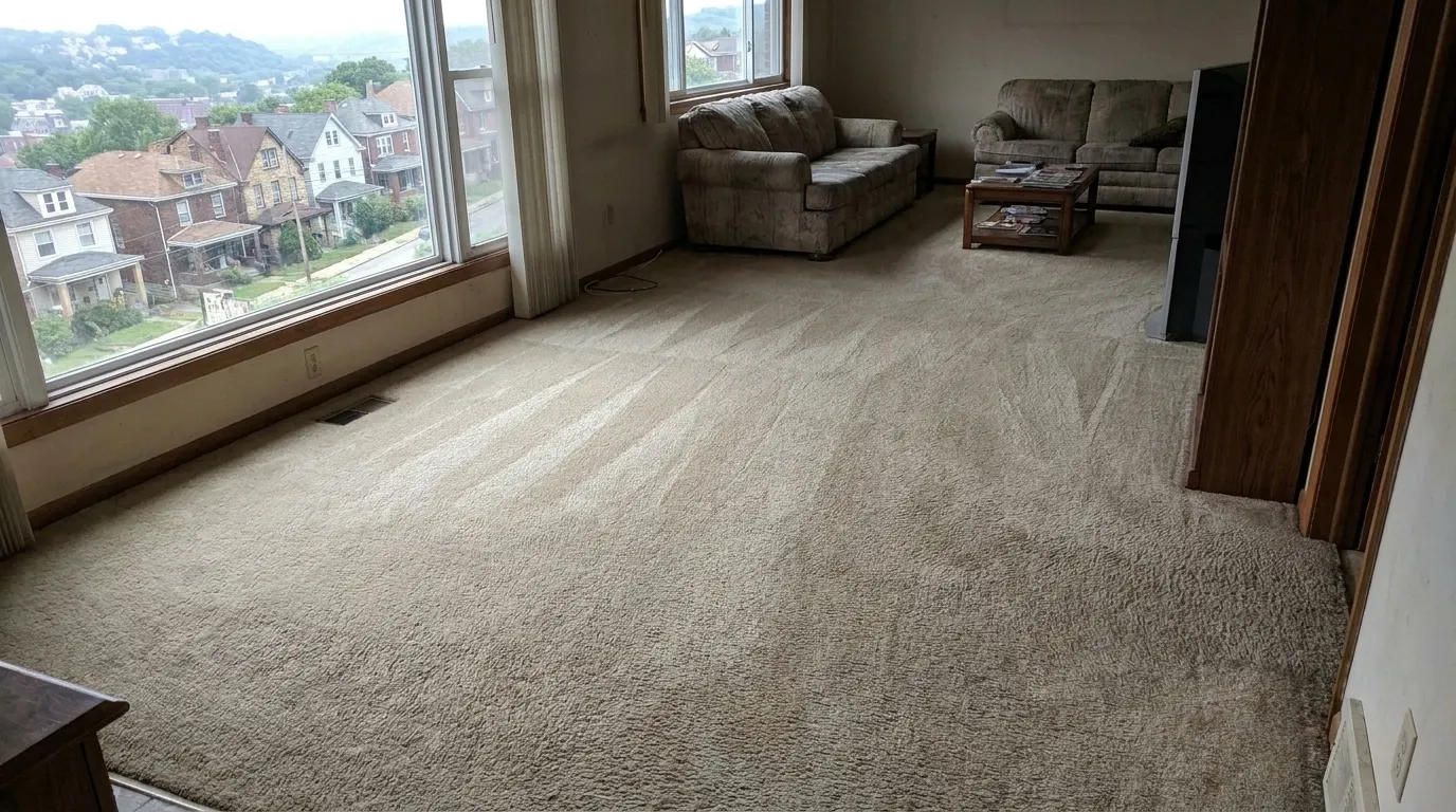 Same carpet restored to like-new condition after cleaning