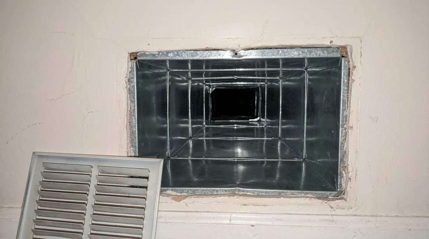 Same duct interior spotless after professional cleaning