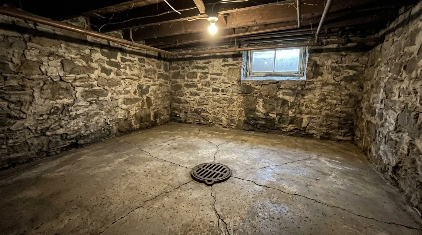 Same basement floor disinfected and dry after cleanup